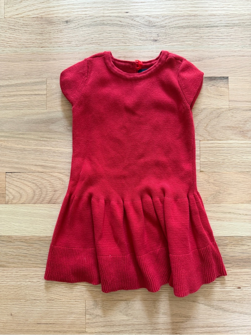 GAP Red Knit Short-Sleeve Drop-Waist Dress